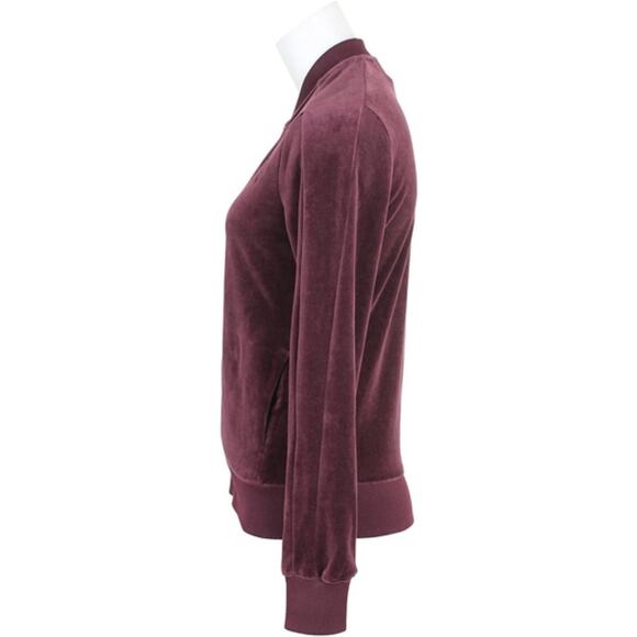 Puma Velour Track Jacket Women M Burgundy Full Zip Long Sleeve Pockets Cozy - Picture 2 of 8